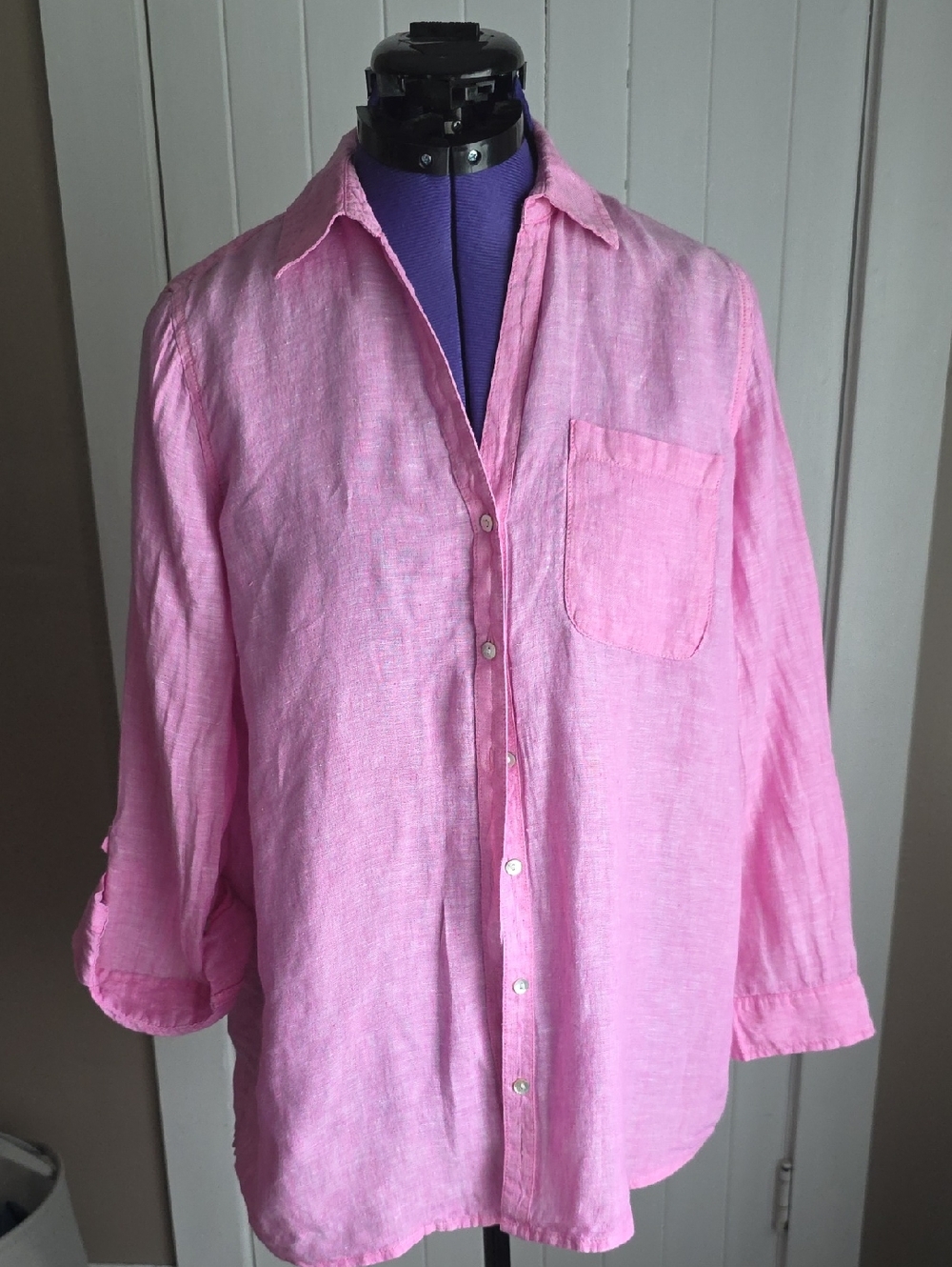 C&C California Pink Linen Shirt with Pocket Label